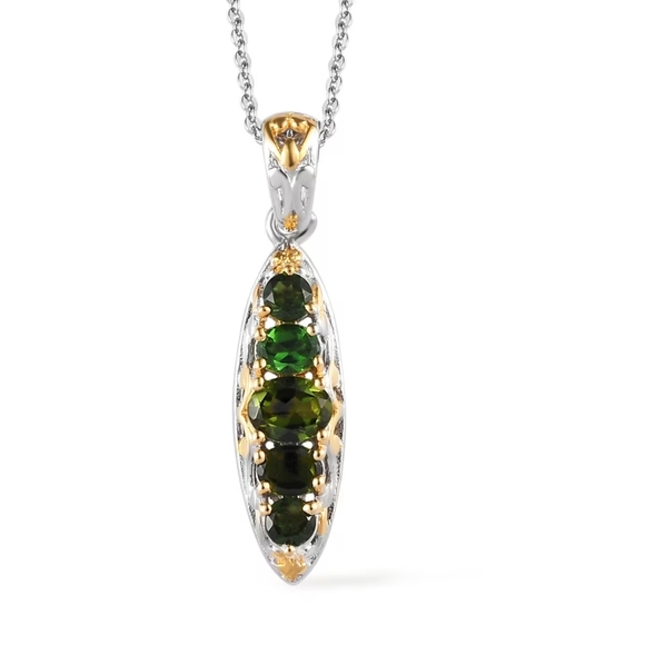 Tanzanian Chrome Tourmaline Elongated Pendant & Necklace. - Picture 3 of 8